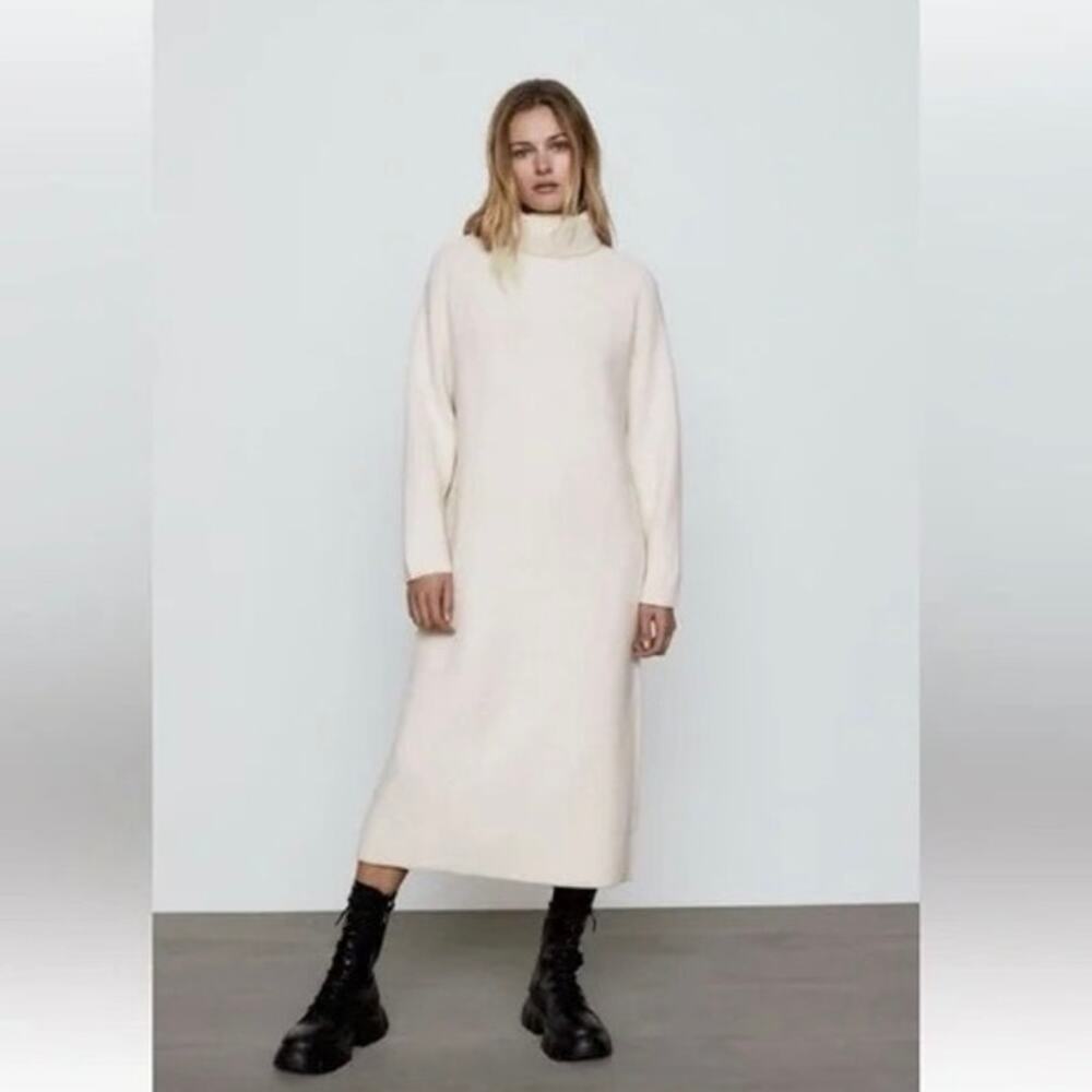 Zara Ribbed Knit Sweater Midi Maxi Dress
